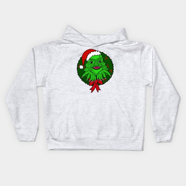 Christmas Creature Kids Hoodie by HonuHoney